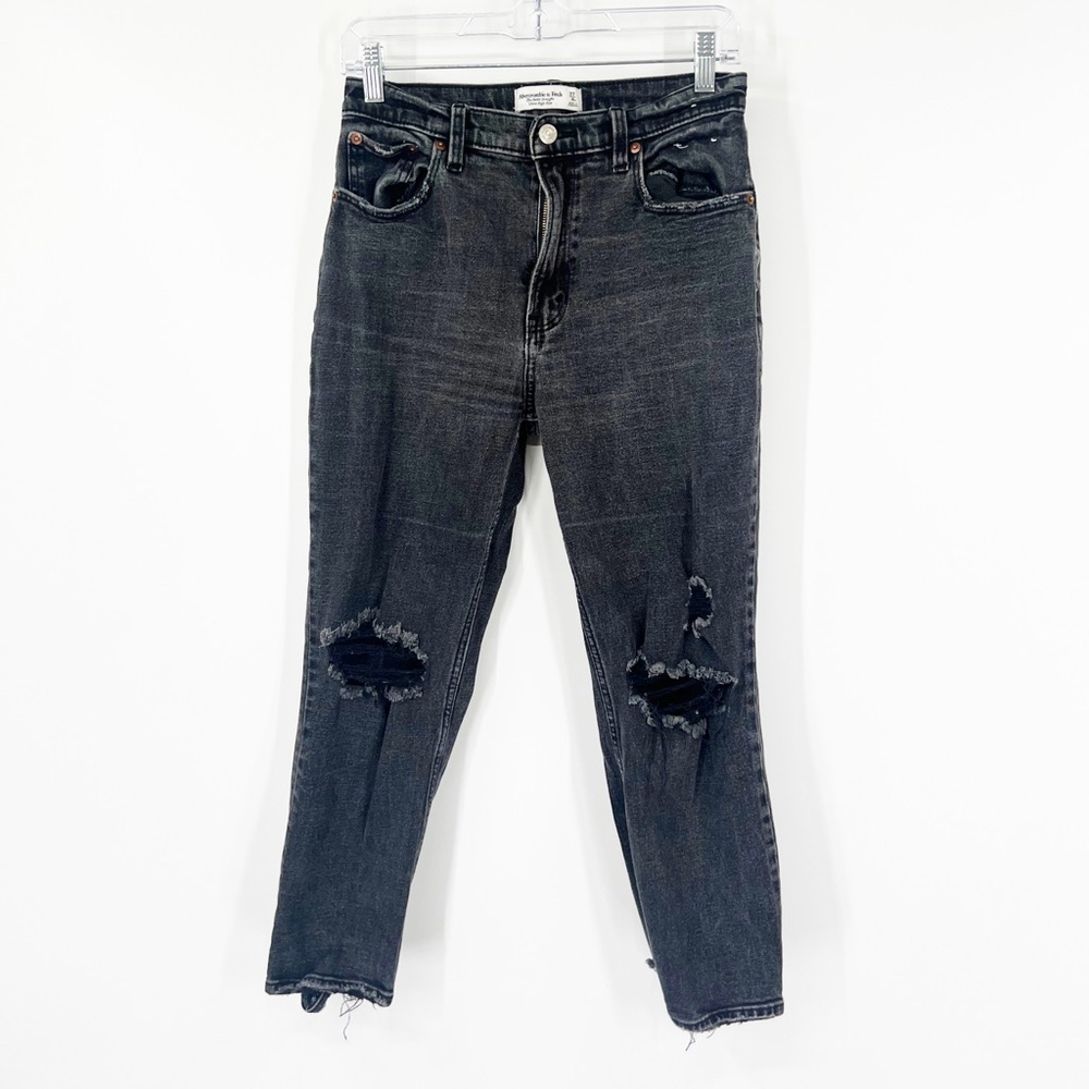 Abercrombie & Fitch The Ankle Straight Jeans Ultra High Rise Distressed SHORT